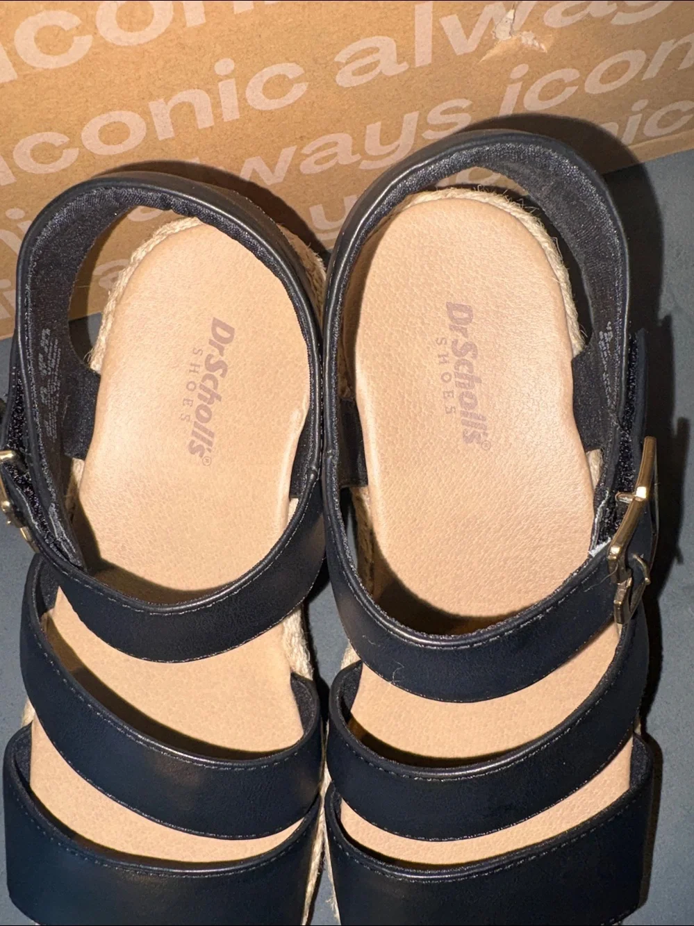 Ellie Black Strappy Wedge Heel Sandal
